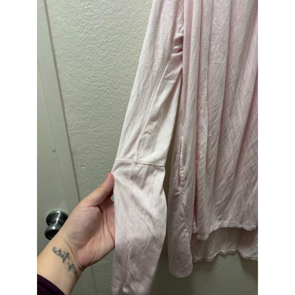 JJ Winks Cozy Robe Cardigan Wrap Light Pink Small Loungewear Modal Drape Front - Picture 3 of 6
